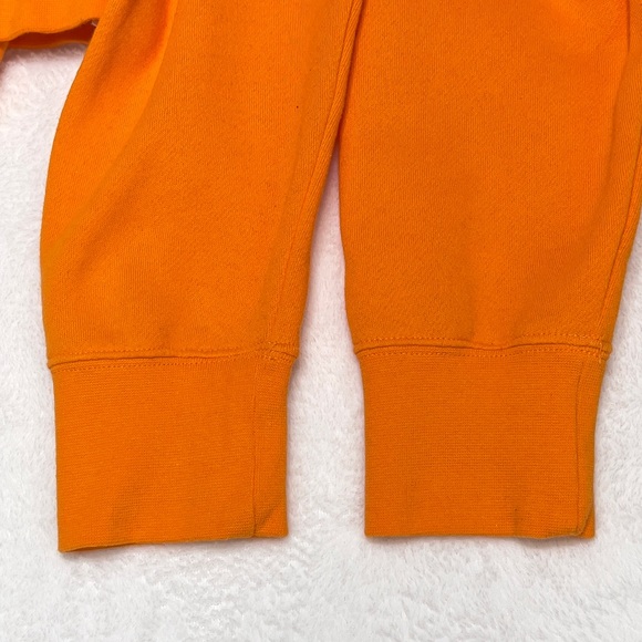 Unisex Lightweight Hoodie Mens L Slim Fit Orange🍊 Full Zip Up White Drawstrings - Picture 6 of 16